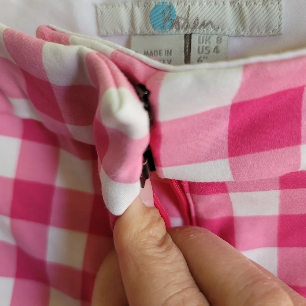 Boden, RIVIERA‎ Gingham Check Chino Shorts, Pink and White, Size US 4 - Picture 4 of 6